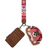 Wrangler Western Keychain Wristlet Wallets for Women Dual Pouch Wristlet Sherpa Coin Purse for Women Keychain Card Holder WG166-W0051BR