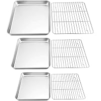 TeamFar Baking Sheet with Rack Set, Stainless Steel Cookie Sheet Baking Pans with Cooling Rack, Non Toxic & Healthy…