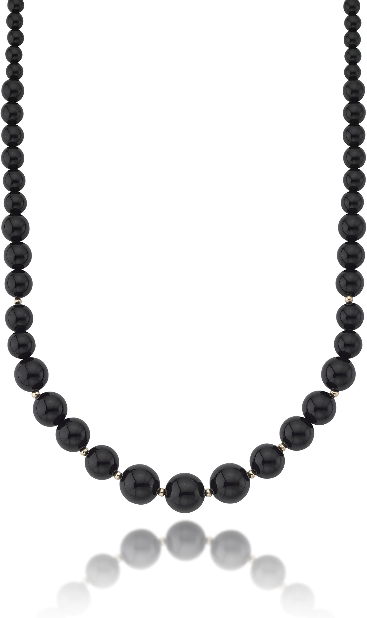 PerlAura 14K Yellow Gold 6-14mm Graduated Bead Necklace 18" Simulated Gemstone Options Available