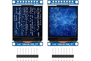 Meshnology 1.44 Inch TFT LCD Display Module 128x 128 Resolution Onboard SPI Serial Screen Full-Color Driver ST7735 with Pin Header for Raspberry Pi Ar duino 2Pack