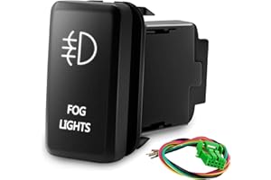 MNJ Motor White Fog Lights Symbol Push Switch with Wiring Kit Replacement Compatible with Toyota (Surface Size 1.54 x 0.83 inches)