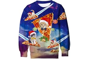 Enlifety Boys Girls Ugly Christmas Sweater Funny 3D Printed Fleece Sweatshirts Xmas Pullover Jumpers Graphic Tee Shirts 4-16T