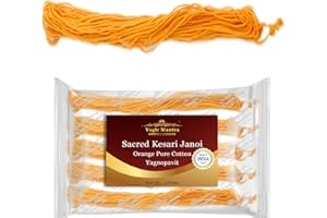 Yogic Mantra Kesari Janoi Thread Yagnopavit (5 Orange Color Janaeu Holy Threads) Sacred Puja Thread Janeva Upanayana Sanskara Hindu Pooja Rituals Spiritual Brahmin Thread Janeu Sanskaar Ceremony