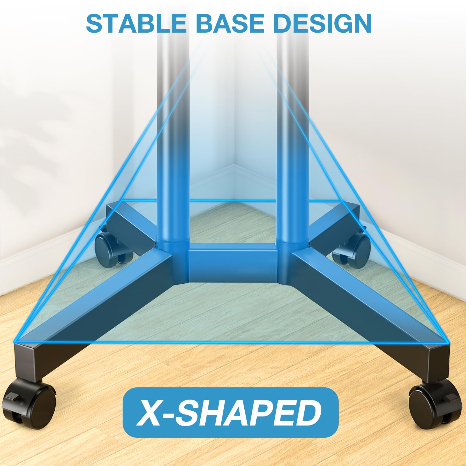 YOMT Portable Rolling TV Stand for 32-75 inch TVs, Height Adjustable Mobile TV Cart with Locking Casters, Heavy Duty Universal TV Stand On Wheels with Removable Shelf for Living Room, Bedroom, Office