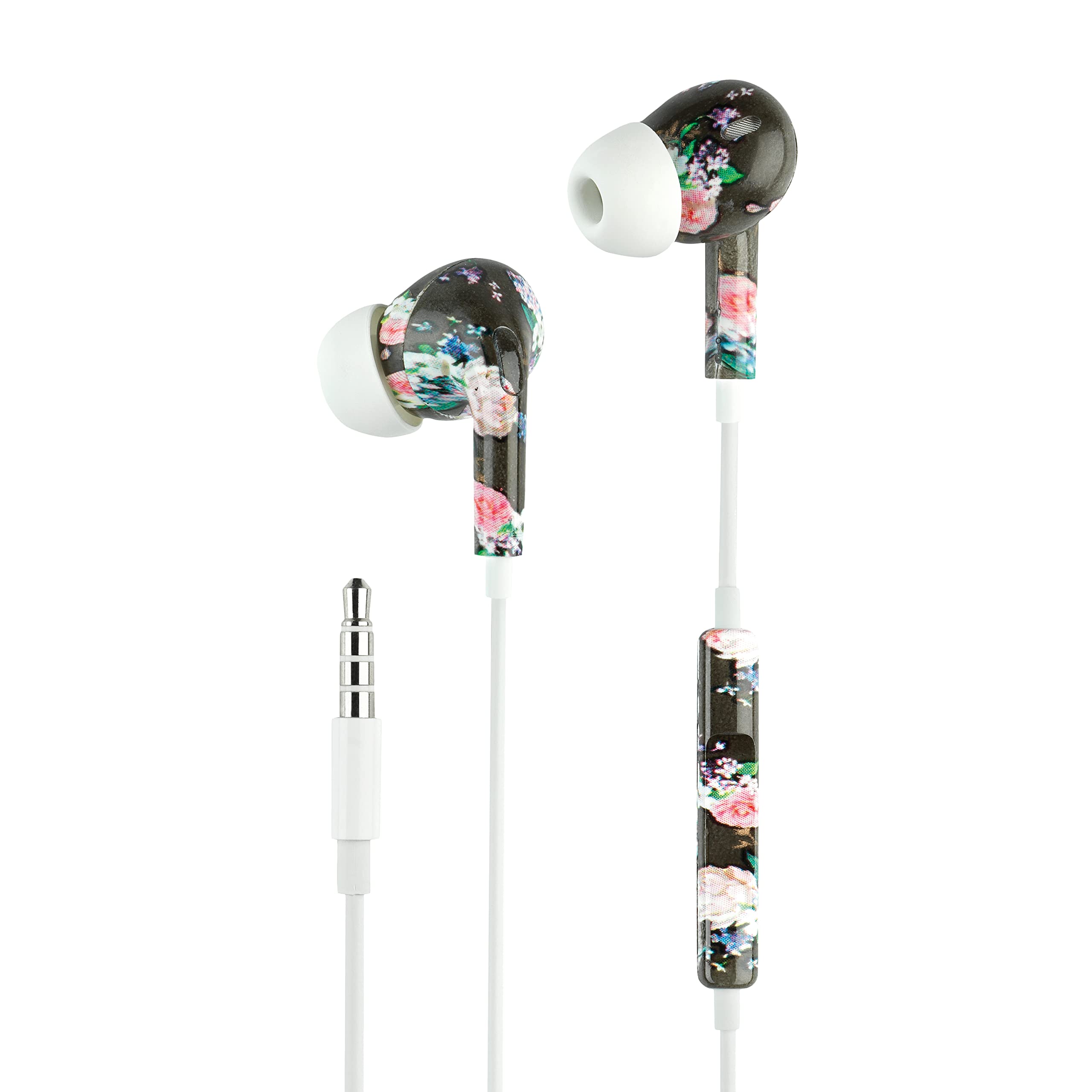 Music Sound | Fantasy In-Ear Earphones with Wire and Microphone - Jack 3.5 mm - Flower Pattern, One Size