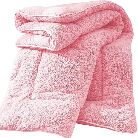 Amazon 厚手のラムカシミヤ掛け布団 柔らかく暖かいベッドのキルトの寝具冬の柔らかな暖かいベッドの家の寝室用のベッド キャメル ピンク ピンク 150x0cm 3 Kg ブランケット 毛布 オンライン通販