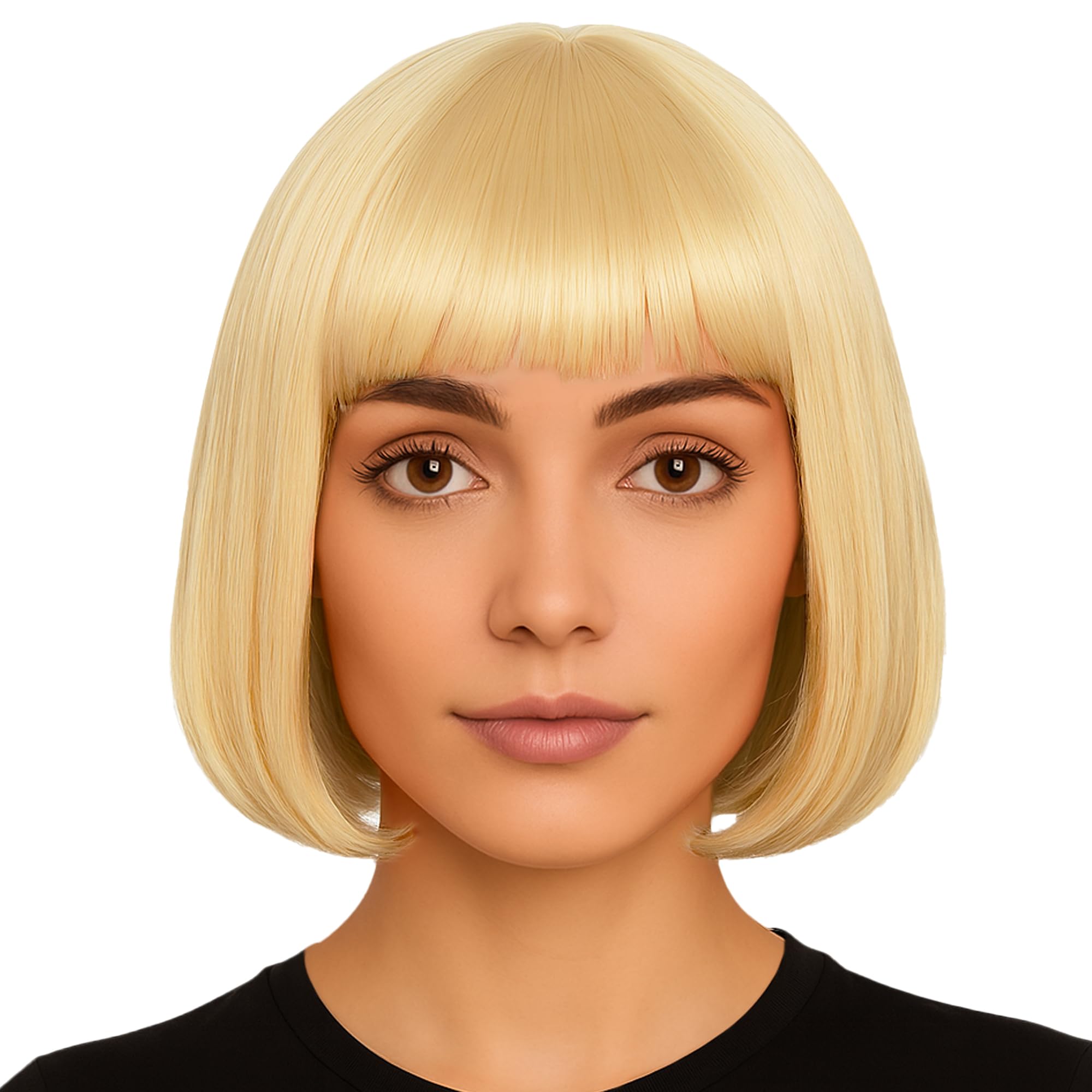 Short Bob Wigs for Women Fancy Dress - 12 Inch Synthetic Short Hair Wigs for Women - Ladies Bob Straight Hair as Anime Cosplay, Halloween Costume Accessories, 70s and 80s Fancy Dress Accessories