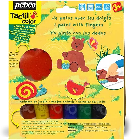 Pébéo Kit gouache de peinture aux doigts Les animaux du jardin 6 tubes 20  ml Assorties: Amazon.fr: Fournitures de bureau