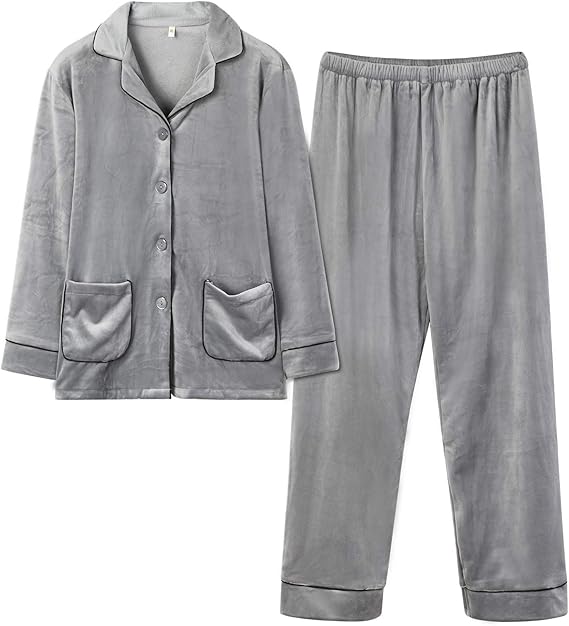 Amazon パジャマ レディース モコモコ ルームウェア 前開き 衿付き 上下セット 長袖 ロングパンツ 部屋著 寢巻き暖かい 可愛い 春秋冬 パジャマ ルームウェアセット 通販