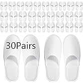 SENJUNSAFE 30Pairs Disposable Slippers For Guests Men's US 10/Women's US 11 Medium Applicable Spa Travel Hotel Slippers Disposable, Individually Wrapped Anti-Slip slippers In Bulk (White)