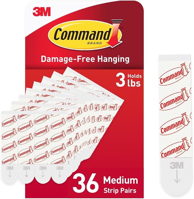 Command Medium White Refill Strips for Wall Hooks - 36 Count - Damage Free