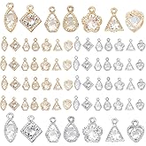 PH PandaHall 70pcs 7 Styles Zirconia Alloy Charms Golden Silver Heart/Flower/Horse Eye/Teardrop/Triangle Charms Sets for Earring Bracelet Necklace Jewelry Making