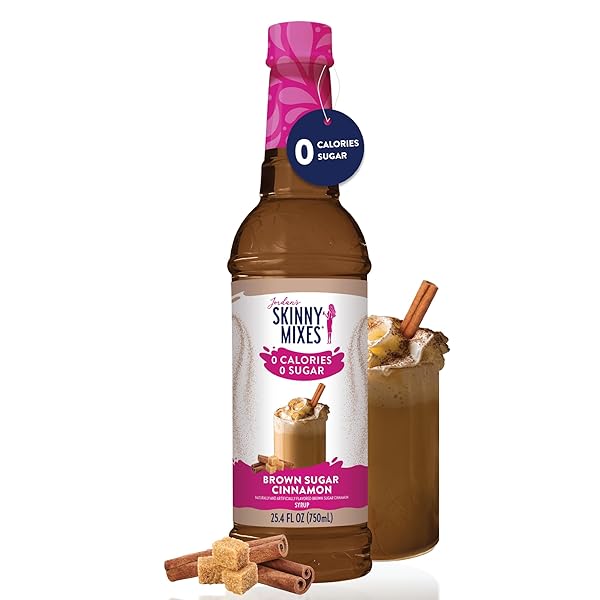 JORDAN’S SKINNY MIXES SYRUPS SUGAR FREE COFFEE SYRUP, BROWN SUGAR CINNAMON FLAVOR DRINK MIX, ZERO CALORIE FLAVORING FOR LATTE, PROTEIN SHAKE, FOOD AND MORE, GLUTEN FREE, KETO FRIENDLY, 25.4 FL OZ, 1 PACK