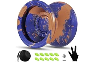Hksod Yoyo Metal Yo Yo Professional Responsive Yoyos , Dual Function yoyos, Metal Yoyo with Bag, Gloves, 10 Yo-Yo Strings and Responsive Bearings Kit - Golden Blue