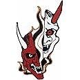 Japanese Hannya Oni Black and White Mask Patch Embroidered Applique Badge Iron On Sew On Emblem