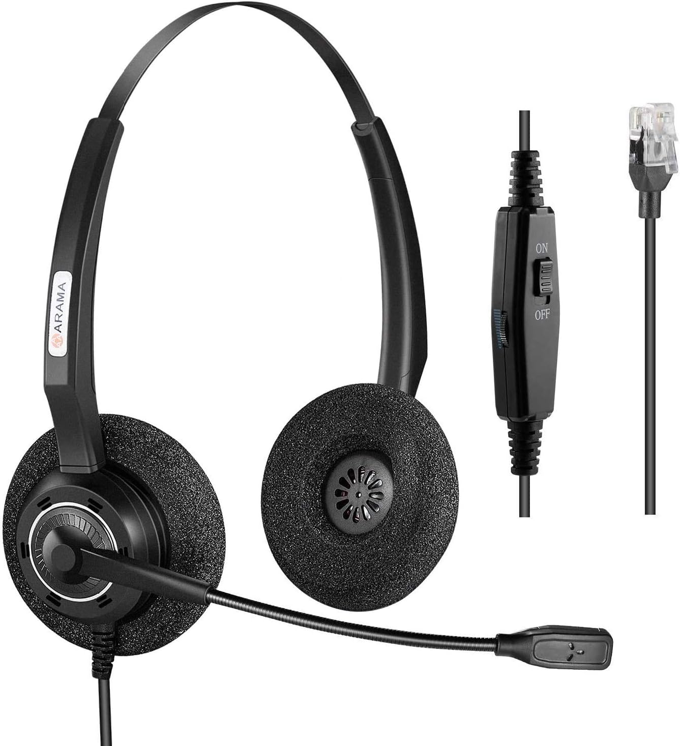Corded Telephone headset with Pro Noise Canceling Mic RJ9 Headset for
