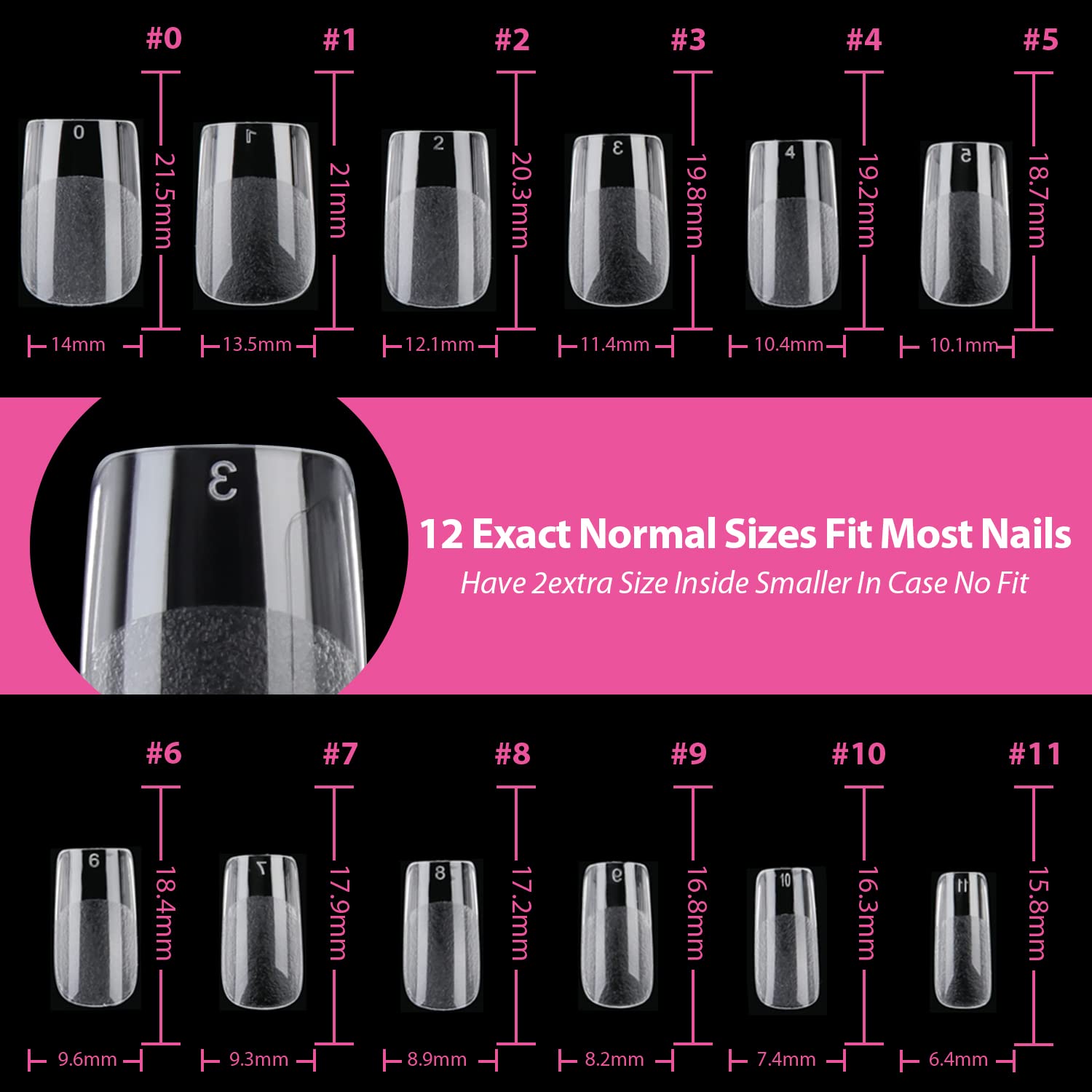 UNA GELLA 504PCS Short Nail Tips Square Shape Nail Extension Square Pre Etched Gel Fake Nails Tips No C Curve For Women DIY French Style Salon At Home Full Cover Soft Acrylic False Tips 12 Sizes - Image 7