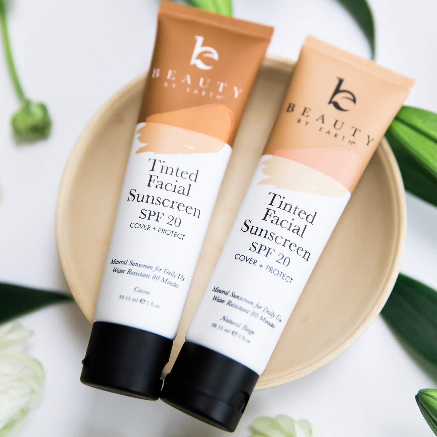 Tinted Sunscreen for Face - SPF 20 With Natural & Organic Ingredients Broad Spectrum Sunblock Lotion, Tinted Moisturizer Zinc Oxide Sunscreen Face for Skincare, Facial Sunscreen (Cocoa): Beauty