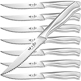 SIXILANG Steak Knives Set, Serrated Steak Knives Set of 8, German Stainless Steel Steak Knife Serrated Dishwasher Safe, Home Gifts for Men and Women