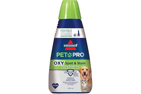 BISSELL Professional Pet Spot and Stain Plus OXY Formula for Portable Carpet Cleaners, 32oz, Removes Pet Urine Vomit and Odou