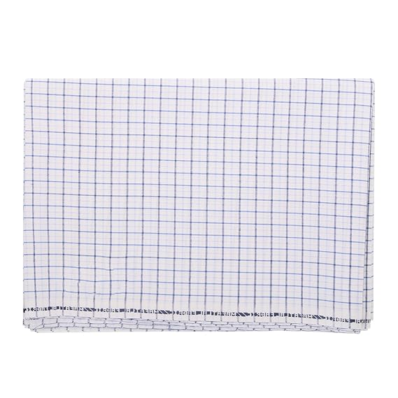 Arvind Mafatlal Mens Cotton Blend Unstitched Shirt Fabric (White Check, Free Size)