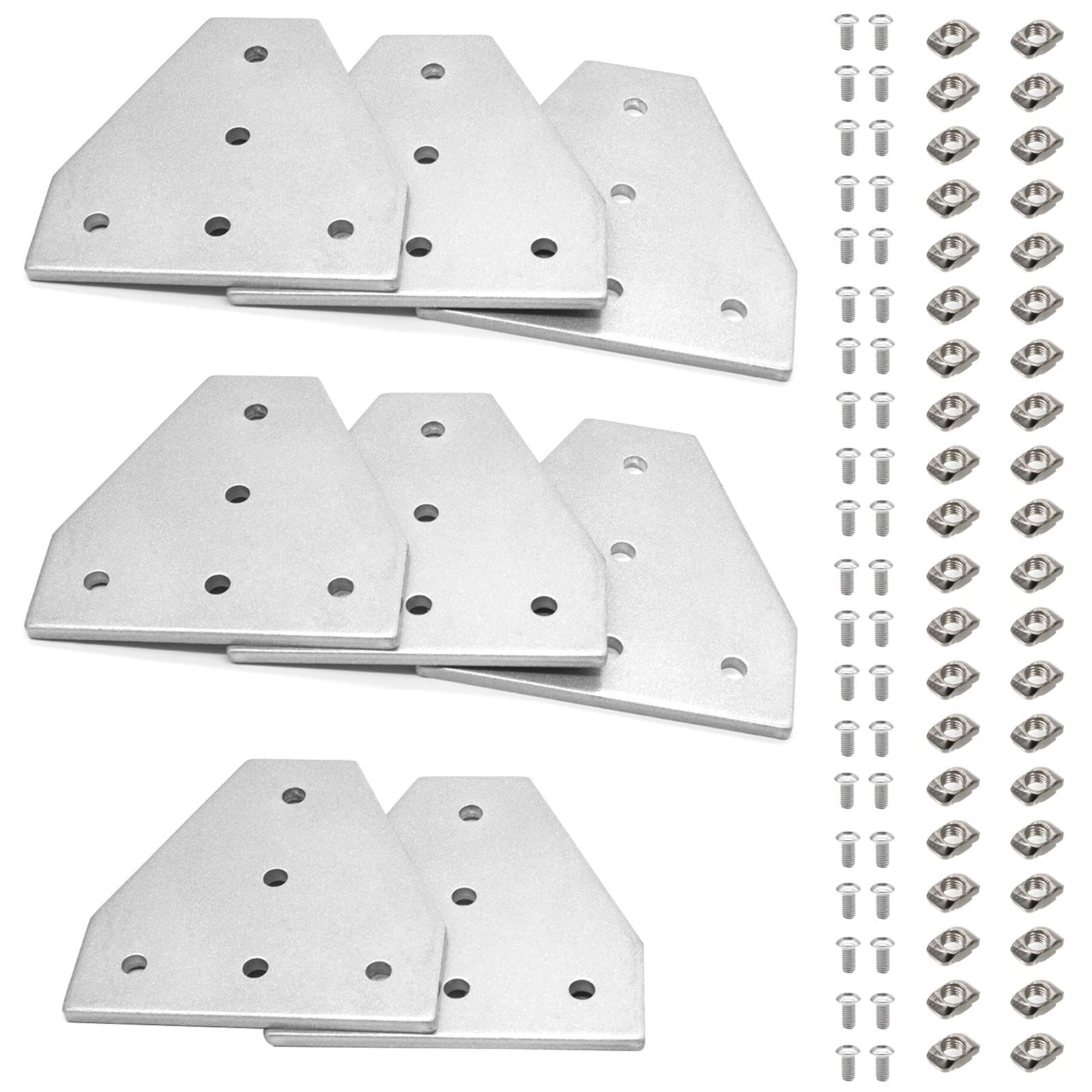 iMetrx 2020 Aluminum Extrusion Corner Bracket T-Shaped Connector Bracket 8PCS +40Pcs M5 Nuts+40Pcs M5x8mm Hex Socket Cap Screw for 2020 Aluminum Profile 3D Printer Connector