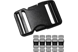 Jintogrive Buckles for 2 inch Wide Webbing Straps: 5-Pack Side Release Plastic Buckles and Tri-Glide Slide 10 Pcs Fit 2" Nylo