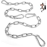 2 Pack 30 Inch Heavy Duty Chains, 1/5 Inch Thick Steel Hanging Chain with Spring Snap, Easy to Install Chain Extender for Punching Boxing Bag, Hammock, Porch Yoga Trapeze Swing, Silver, 440LB