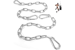 URKUPOO 2 Pack 30 Inch Heavy Duty Chain, 1/5 Inch Thick Steel Hanging Chain with Spring Snap, Easy to Install Chain Extender for Punching Boxing Bag, Hammock, Porch Yoga Trapeze Swing, Silver, 440LB