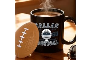 KIRADDLE 2 in 1 Football Fan Ceramic Coffee Mug Cup Dallas Themed Merch Shop Men Women Sport Stuff Gear Apparel Cowboys Team Desk Gag Decor Accessories Collectible Merchandise Dad Cool Birthday Christmas Gift