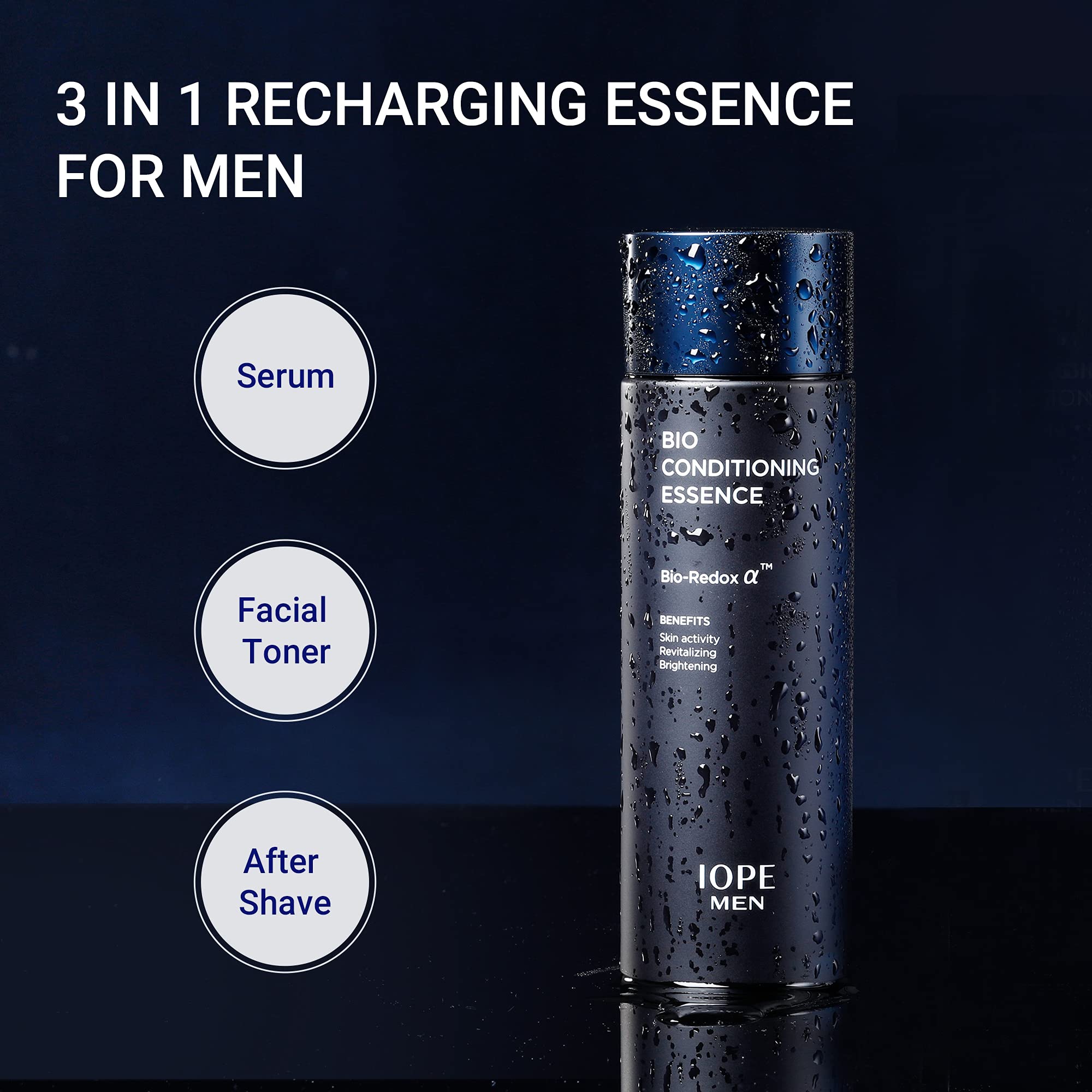 IOPE Moisturizing Serum for Men - Men Bio Essence Intensive Anti Aging, Skin Tightening and Soothing, 3 in 1 Skincare for Fine Lines, 4.90 FL.OZ.(145ml) by Amorepacific
