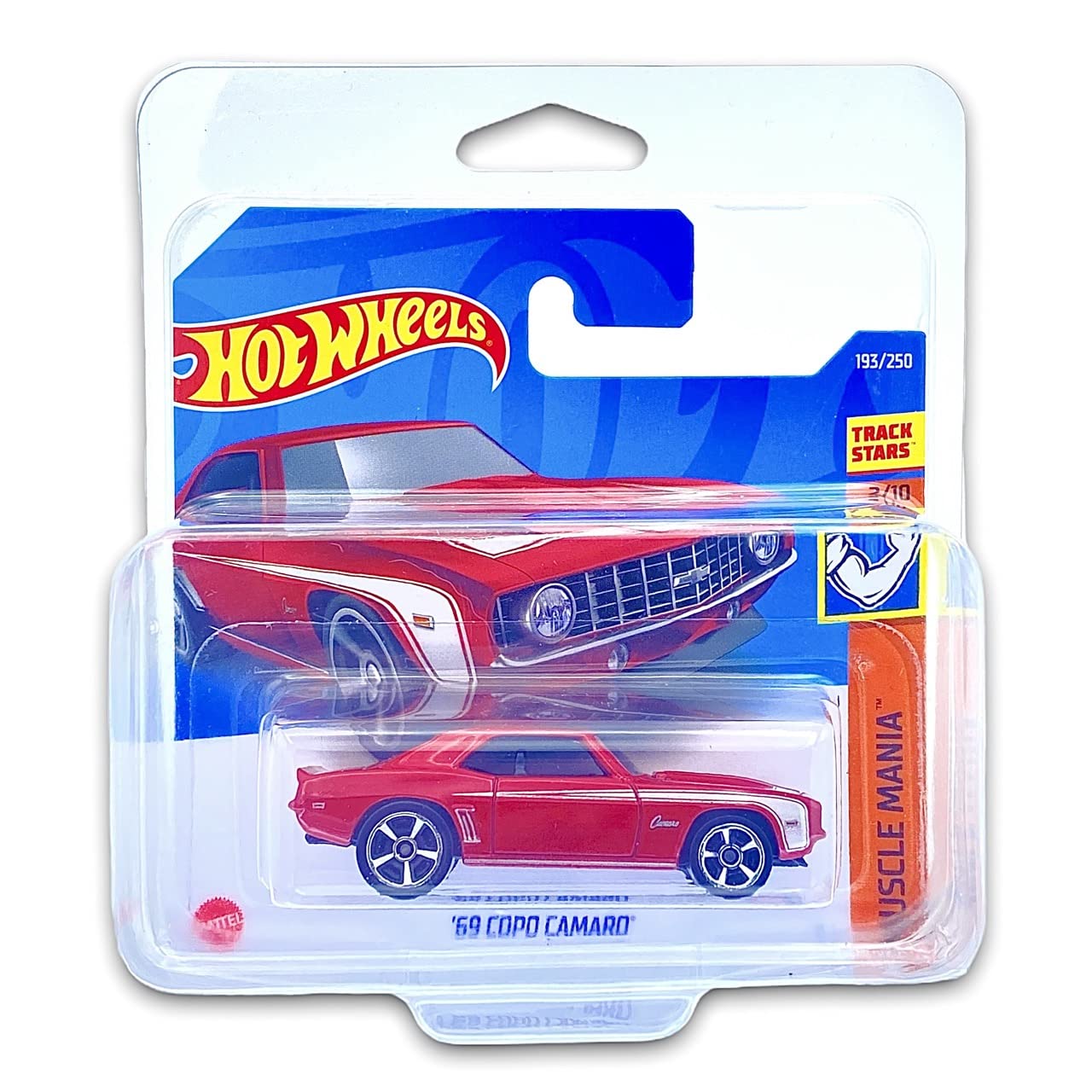Hot Wheels '69 COPO Camaro (Red) 2/10 Muscle Mania 2022-193/250 (Short Card) *** COMES IN A KLAS CAR KEEPER PROTECTIVE COLLECTORS CASE *** HCV68
