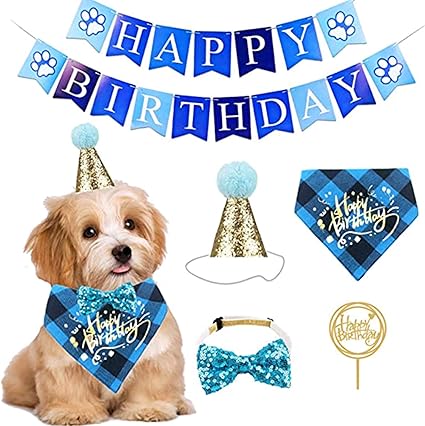 Amazon Tmtop ペットパーティー用品 犬 猫 誕生日帽子 犬の誕生日 バンダナ 蝶 ネクタイ よだれかけ お誕生日 おめでとう バナー ケーキ トッパーセット お誕生日 飾り付け 写真撮影 プレゼント ペット用品 Tmtop 帽子 通販