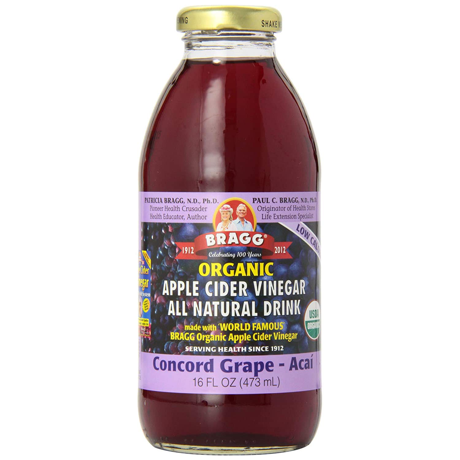 Bragg Organic Concord Hibiscus Vinegar Drink 16 Oz – Apple Cider Vinegar Beverage – All Natural Ingredients