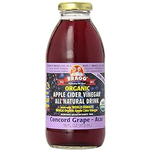 Bragg Organic Concord Hibiscus Vinegar Drink 16 Oz – Apple Cider Vinegar Beverage – All Natural Ingredients