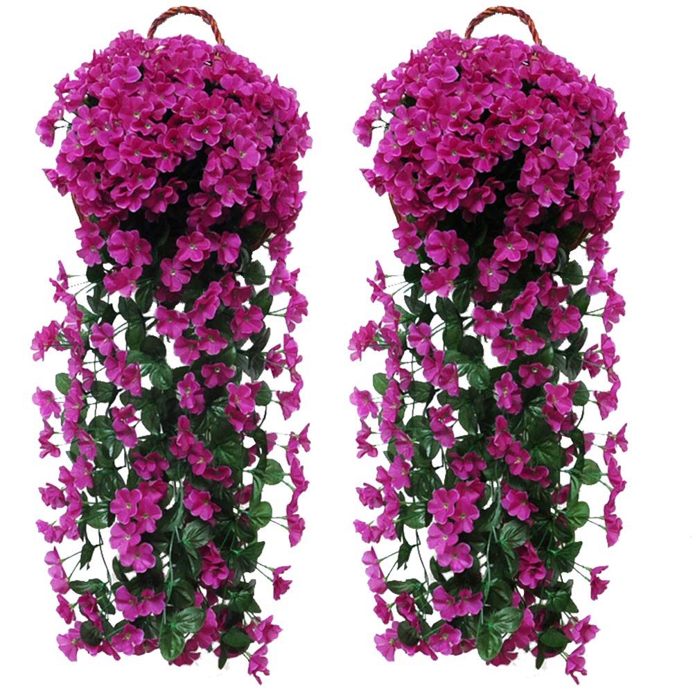 Fycooler 2 Pack Red Artificial Wisteria Garland - 90cm Faux Silk Hanging Flowers, Weatherproof Indoor Outdoor Decor for Patio Garden Wedding Christmas Thanksgiving Home Wall Fence Decoration