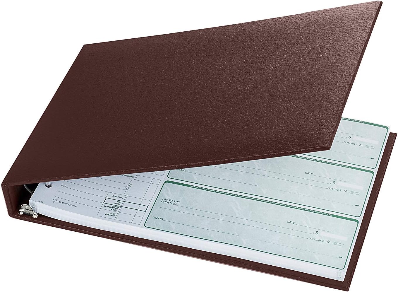 Executive 7 Ring Check Binder, 500 Check Capacity, for 9x13 Inch Sheets, with 6 Year Calendar Organizer, Sleek Business Design, Premium Quality - Brown Color (11704) : Office Products