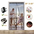Magnetic Screen Door, Instant Mesh Curtain Screen Door with Full Frame Velcro Anti Bedbug Fly Anti-Mosquito Door Net 39"X 83"
