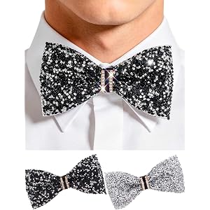 Rhinestone Bow Ties Pre-Tied Bow Tie Sparkle Bowtie for Adult Pack of 2