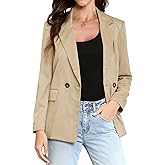 Allegra K Blazers for Women Business Casual Long Sleeve Double Breasted Work Office Suit Jacket with Pockets