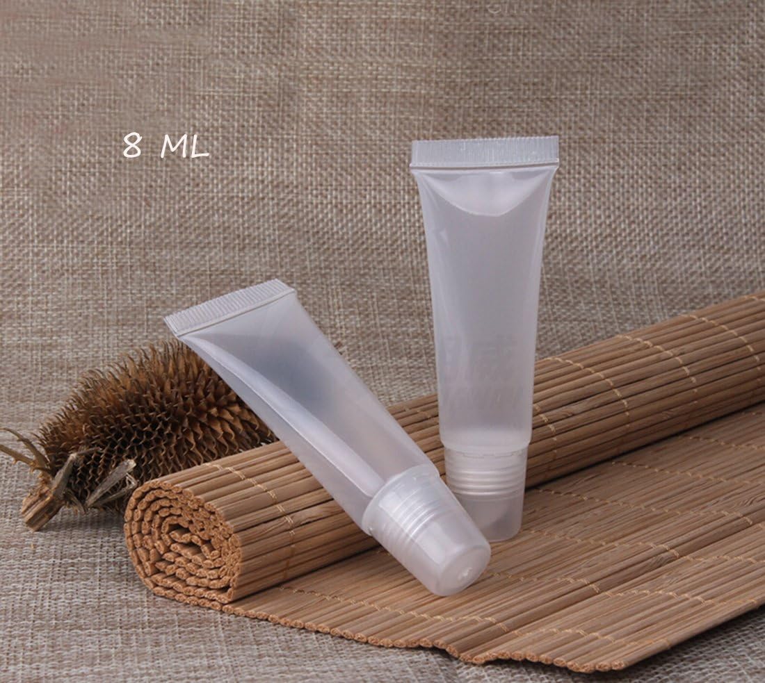 FZBNSRKO 20 Pcs Mini Clear Empty Tubes Soft Lip Gloss Balm Cosmetic Makeup Containers 8ml