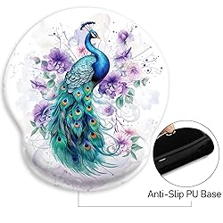 Blusabaca Mouse Pad with Wrist Rest, Peacock