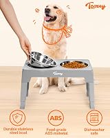 Toozey Raised Dog Bowl Height Adjustable Elevated Stand Grey 2x1200ml view 7