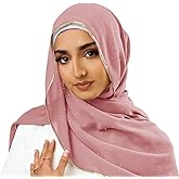 Piewag Hijab Scarf for Women Soft Chiffon Rhinestone Long Scarf Shawl Fashion Muslim Hijab Head Wrap Scarves
