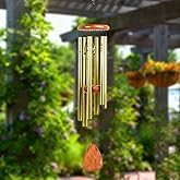 26 Inch Wind Chimes for Outside Deep Tone, Aluminum Memorial Wind Chime, Sympathy Wind Chimes for Loss of Loved One, Memorial Gifts, Outdoor Patio Garden Home Decoration - Gold