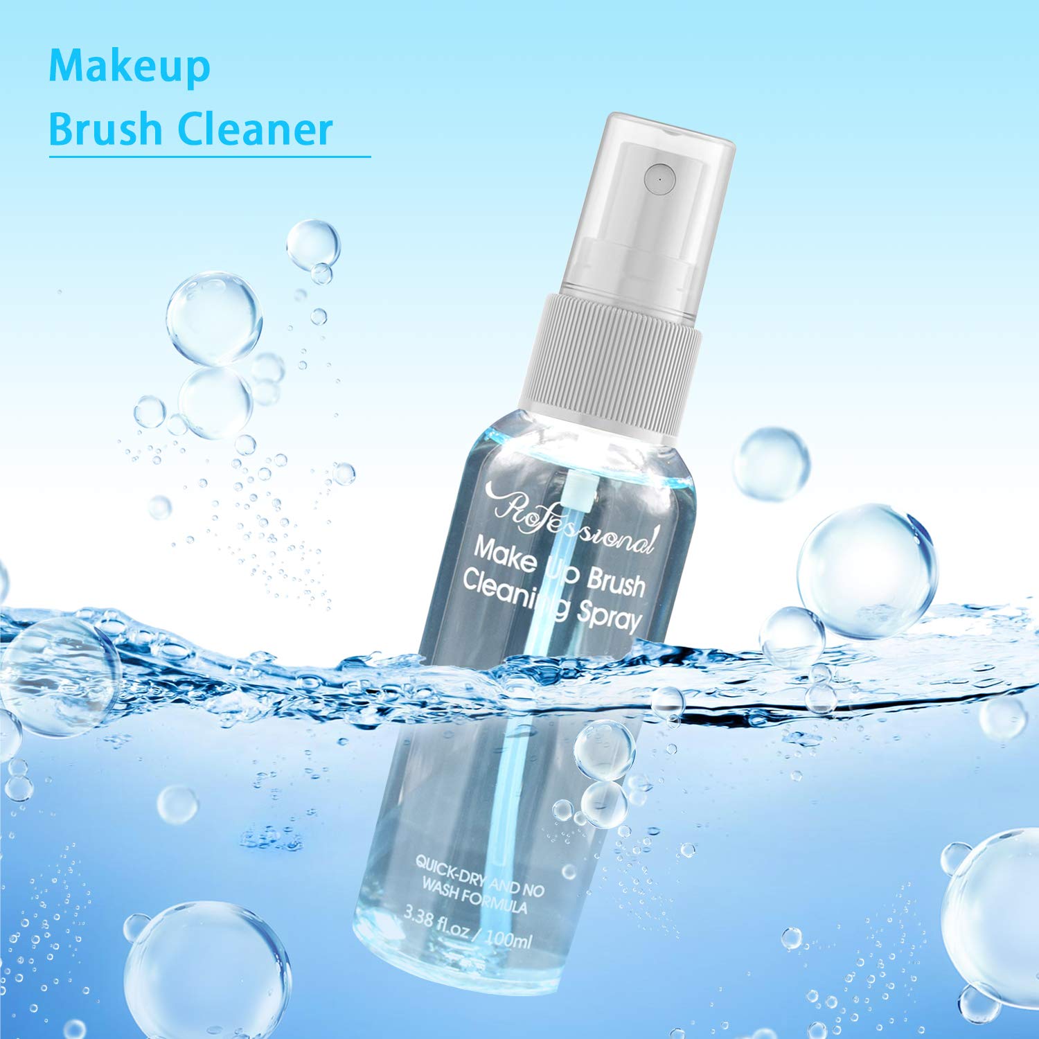 Makeup Brush Cleaner, Deep Clean Quick Dry Spray Non-Wash with Portable Travel Bottle Ideal Cleaning for Powder-based Makeup Palettes Pressed Cream Foundations Natural and Synthetic Brushes - 3.38 oz: Beauty