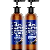 AHSUO Daily Hard Water Shampoo and Conditioner Set, 16 Fl Oz Each | For Dry, Dull, Tangled Hair, Helps Reduce Mineral Buildup, Smooth and Detangle for Soft, Smooth, Shiny Hair, Eucalyptus Mint