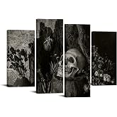 Nachic Wall Black and White Skull Wall Art Vintage Moody Dark Gothic Decor