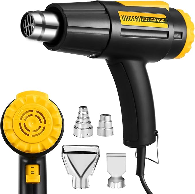 Heat Gun 1600W 212℉1022℉ (100℃ 550℃) Hot Gun Kit with 4 Nozzles and 2 Air Flow Speeds