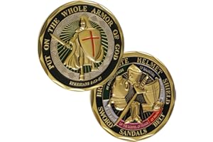 TYMLINYU Put On The Whole Armor of God Crest Ephesians 6:13-17 Religious Challenge Collector Metal New Challenge Coin Armor of god Coin (A)